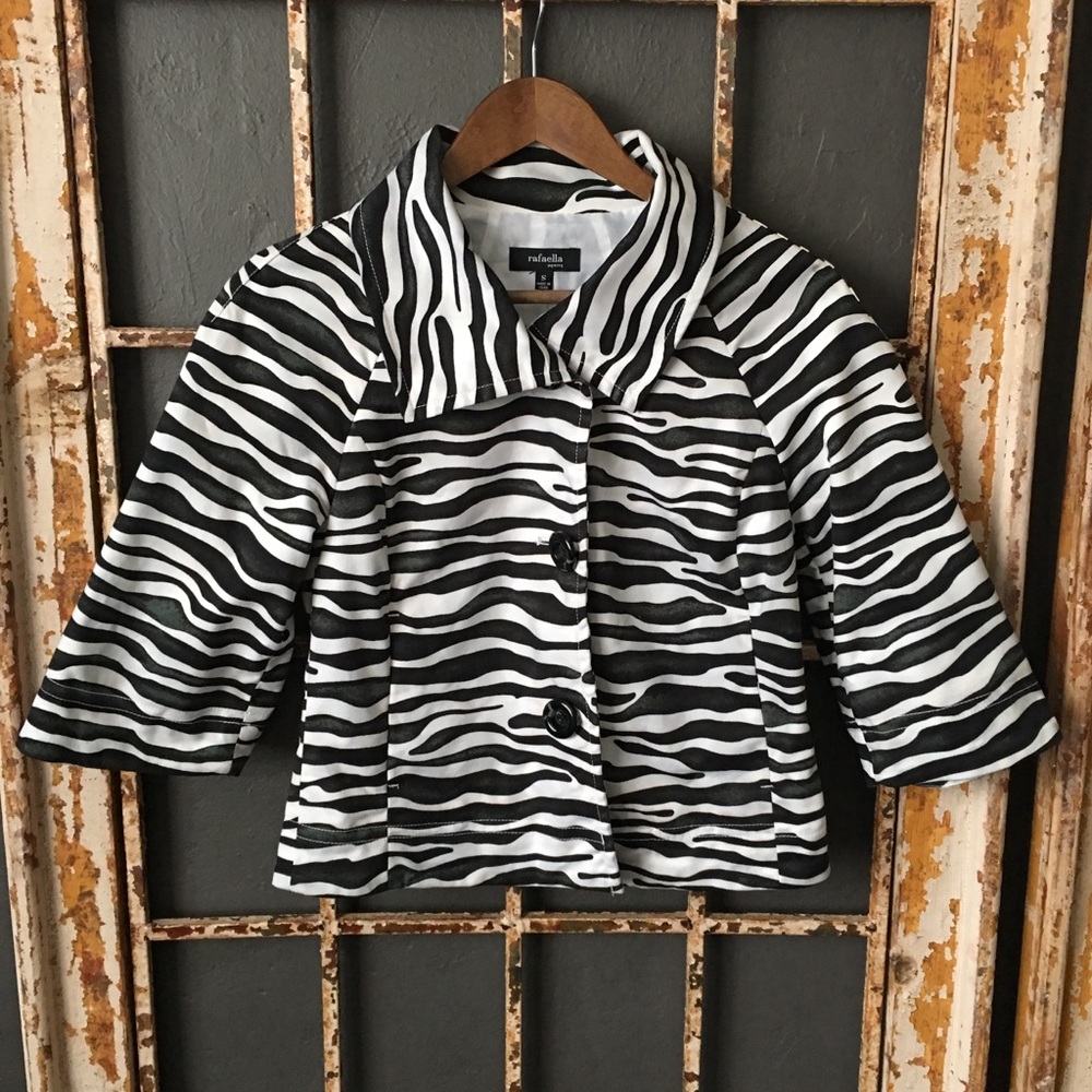 Rafealla Zebra Print 3/4 Sleeve Jacket Size SP